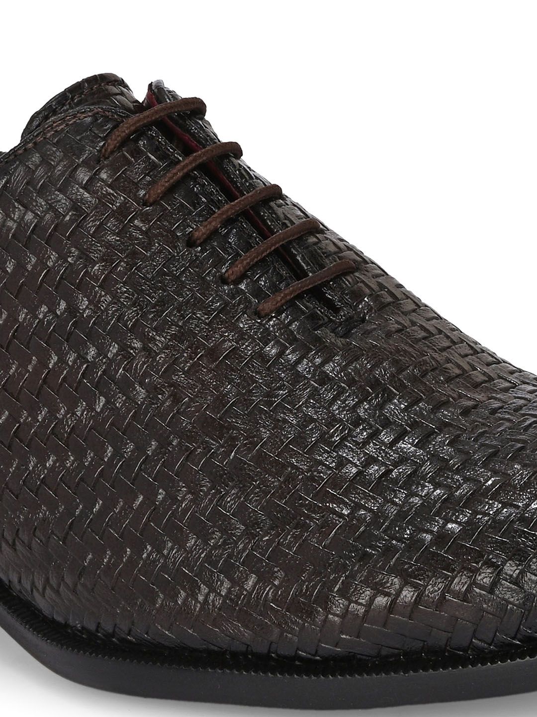 House of Pataudi Men Comfort Fit Textured Formal Derbys Shoes