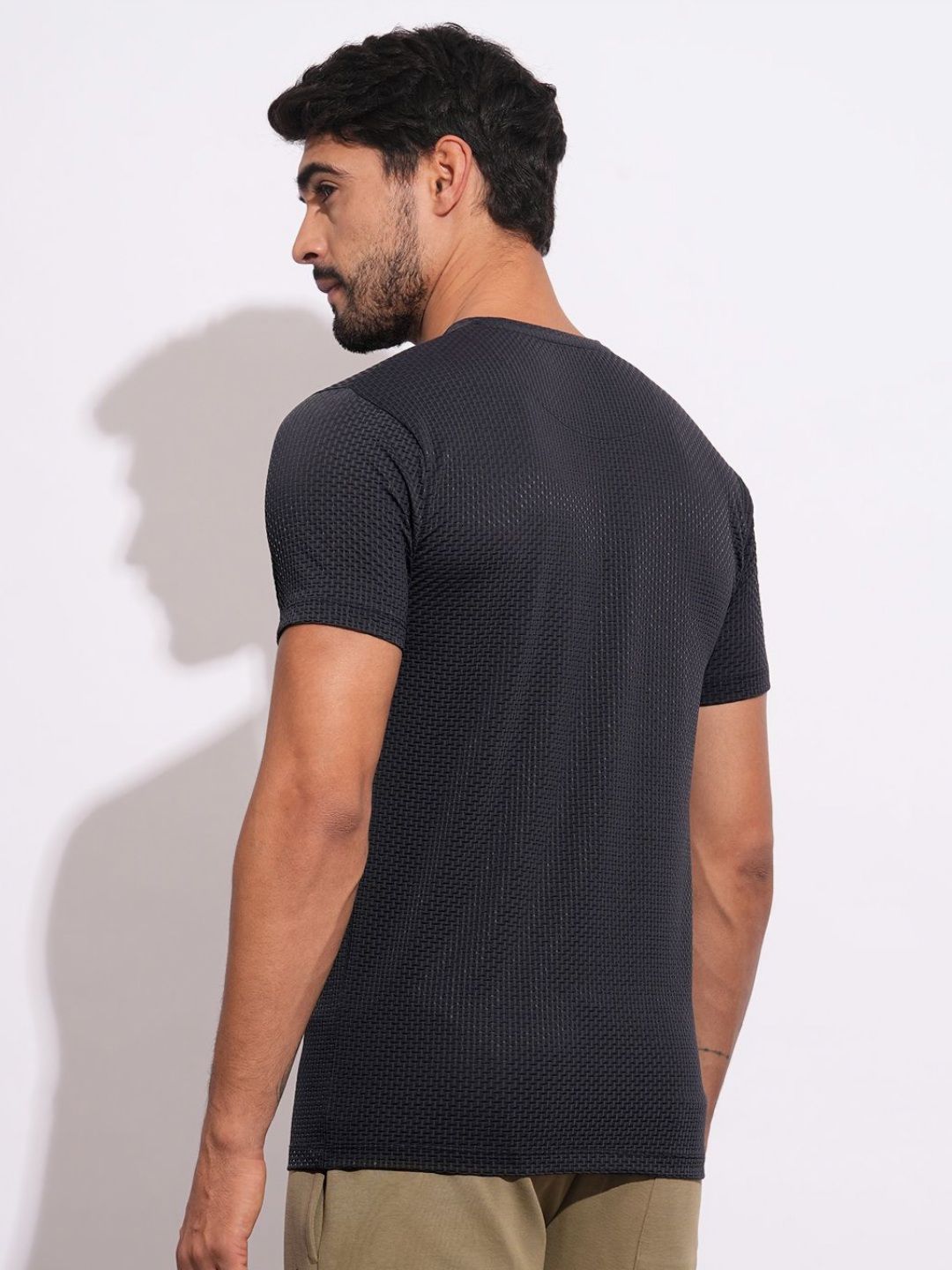 Being Human Men Self Design Round Neck Nylon Slim Fit T-shirt