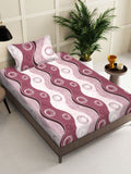 KLOTTHE Purple & White Geometric Printed 300TC Single Bedsheet With Pillow Cover