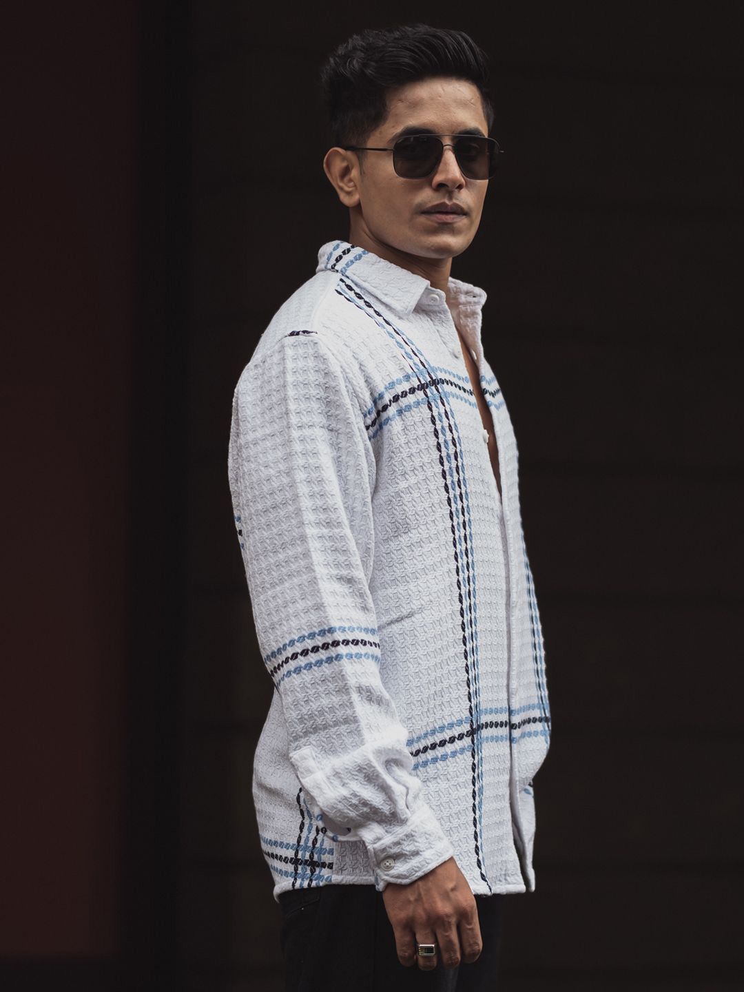 Powerlook Men Spread Collar Tartan Checked Cotton Casual Shirt