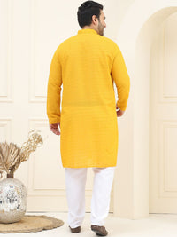SOJANYA PLUS Plus Size Floral Embroidered Pure Cotton Straight Kurta with Pyjamas