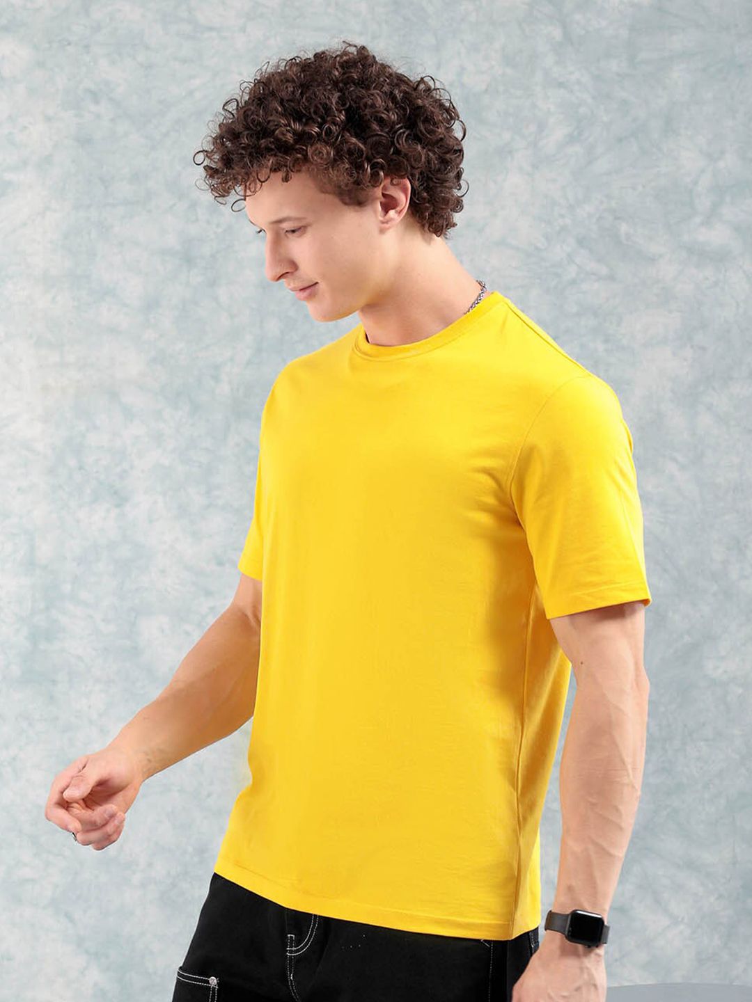 The Indian Garage Co Yellow Round Neck Short Sleeves Regular T-shirt