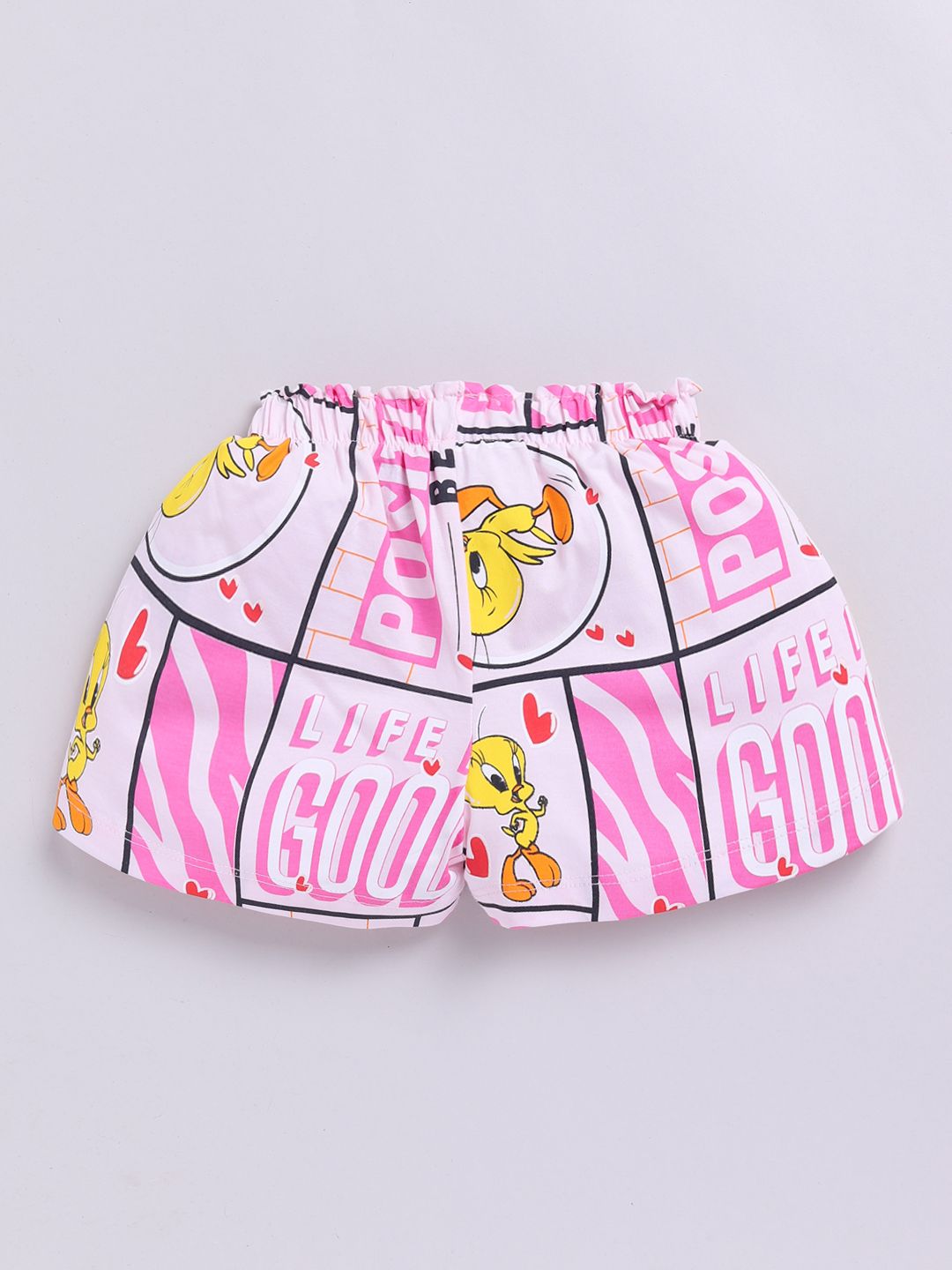 Happy Faces Girls Tweety Printed Pure Cotton Shorts with Bow Detail