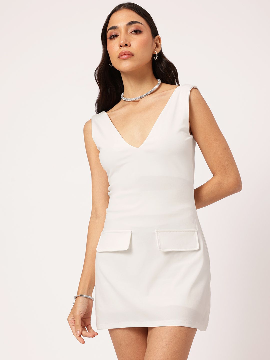 DressBerry Hot-Yet-Calm V-Neck Sleeveless Mini Dress