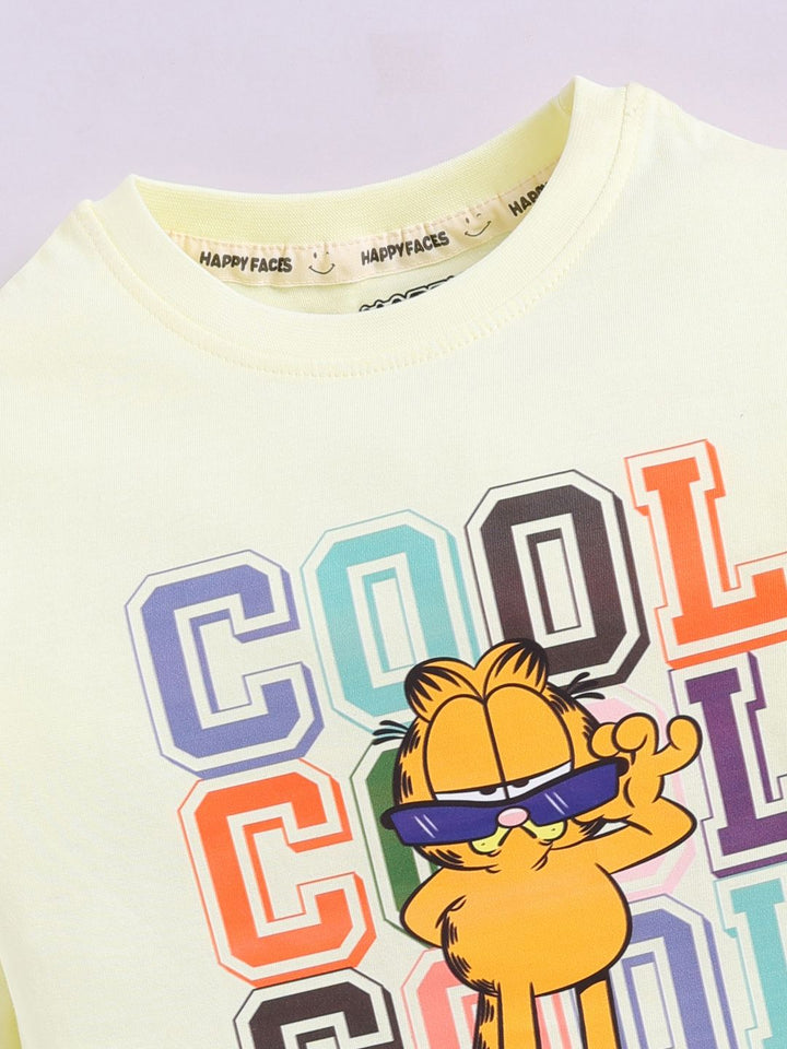 Happy Faces Boys Garfield Printed Pure Cotton T-shirt