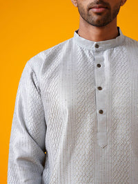 SOJANYA Geometric Thread Work Band Collar Straight Kurta