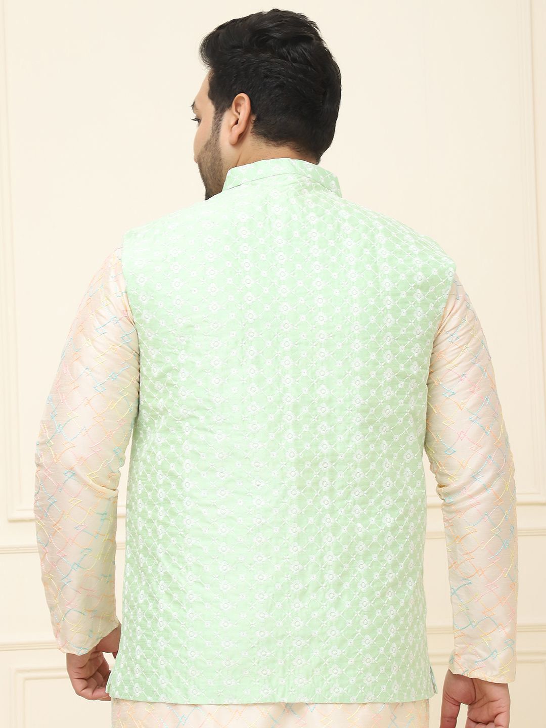 SOJANYA PLUS Jaket Sulam Lelaki Nehru Plus Size