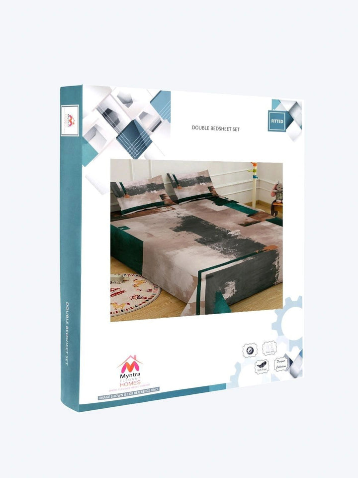 Myntra Elegant Homes Brown Geometric 400 TC King Bedsheet with 2 Pillow Covers