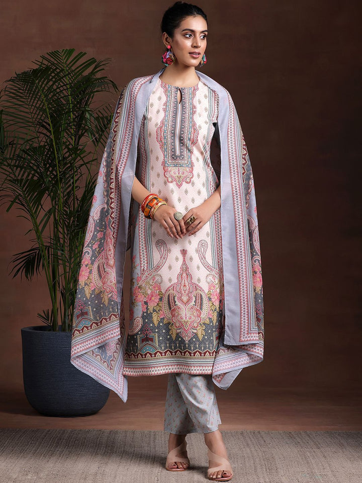 Libas Ethnic Motifs Printed Keyhole Neck Straight Kurta with Trousers & Dupatta