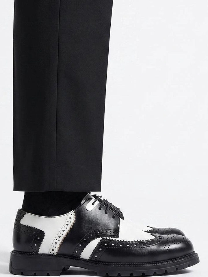 MONKSTORY Black & White Atelier 1900 Wingtip Bicolor Lace-Ups Brogues