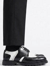 MONKSTORY Black & White Atelier 1900 Wingtip Bicolor Lace-Ups Brogues