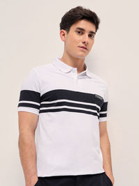 THE BEAR HOUSE Men Striped Polo Collar Cotton T-shirt