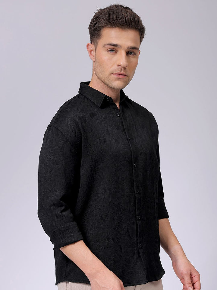 The Indian Garage Co Men Relaxed Fit Dobby Textured Resortwear Shirt