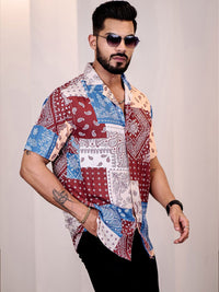 Baju Kasual Eszett Lelaki Motif Etnik Bercetak Kolar Cuba