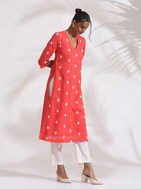 trueBrowns Women Floral Embroidered Regular Thread Work Pure Cotton Kurta with Trouser