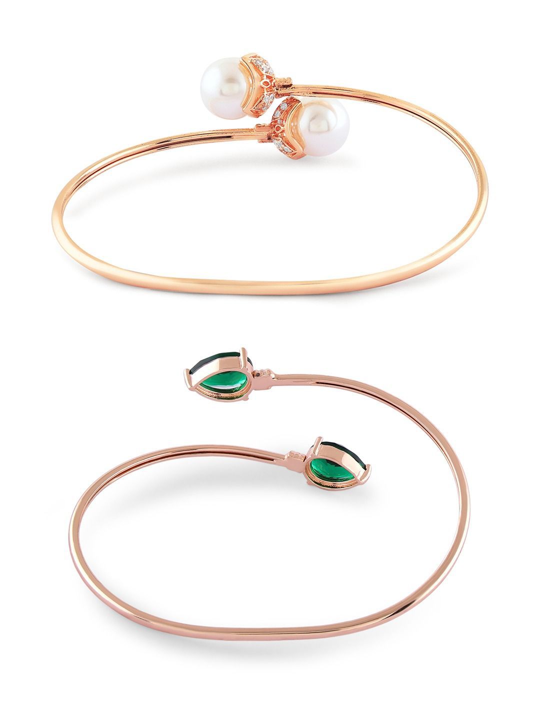 Set Mutiara Zaveri 2 Gelang Kada Cubic Zirconia Bersalut Emas Rose