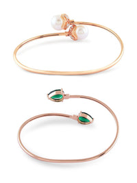Zaveri Pearls Set Of 2 Rose Gold-Plated Cubic Zirconia Kada Bracelets