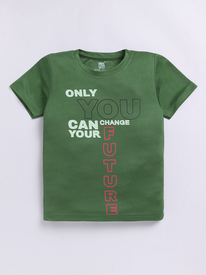 HRX by Hrithik Roshan Boys Typography Printed Rapid-Dry T-shirt