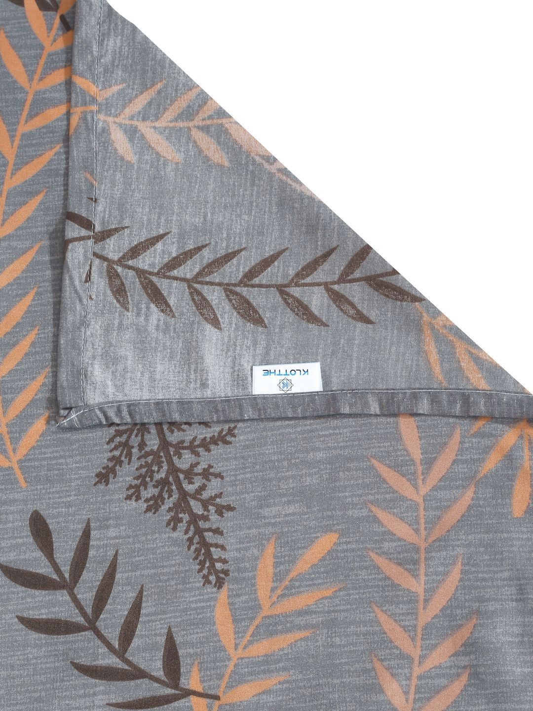 KLOTTHE Grey Leaf Cotton 300 TC King Fine Bedsheet with 2 Pillow Covers-250 x 225 cm