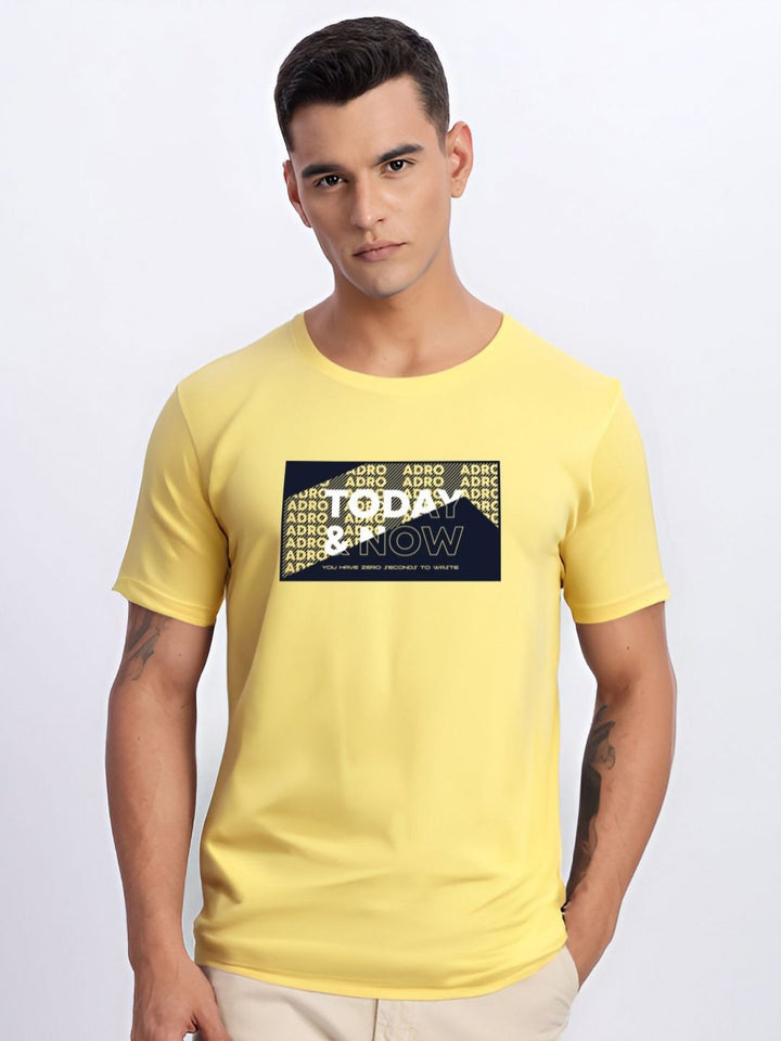 ADRO Typography Printed Round Neck Cotton T-shirt
