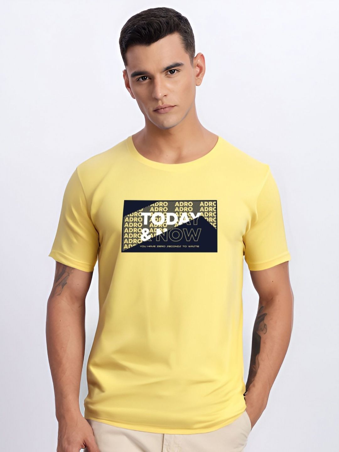 ADRO Typography Printed Round Neck Cotton T-shirt