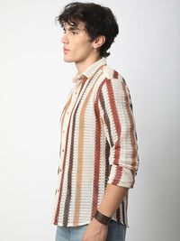 VASTRADO Men Classic Slim Fit Multi Stripes Opaque Striped Casual Shirt