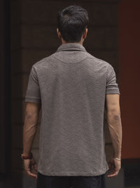 Powerlook Men Self Design Polo Collar T-shirt