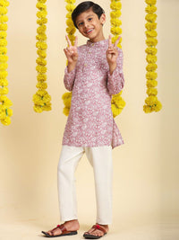 Cutiekins Boys Paisley Printed Straight Cotton Kurta with Pyjamas