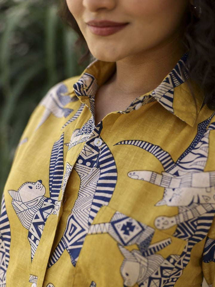 Sanskrutihomes Wanita Abstrak Bercetak Baju Kasual