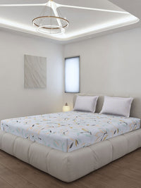 Monte Carlo Edmond White & Grey Ethnic Printed 144 TC King Bedsheet Set 2.70 m x 2.70 m