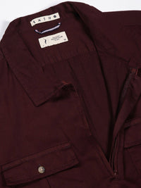 Thomas Scott Men Classic Spread Collar Solid Cotton Casual Shirt