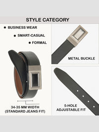 Teakwood Leathers Men Textured Leather Reversible Formal Belt
