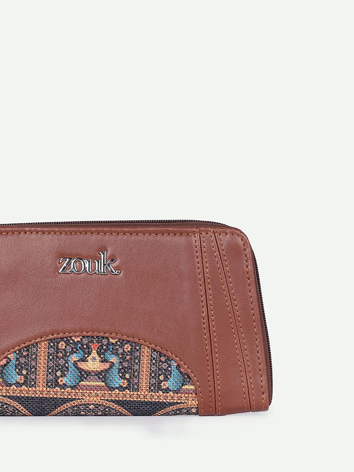 ZOUK Women Royal Indian Peacock Motif Arika Zipper Wallet
