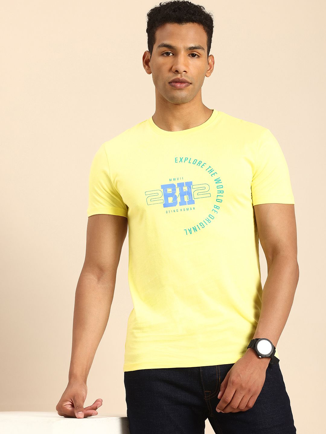 Being Human Typography Printed Pure Cotton T-shirt