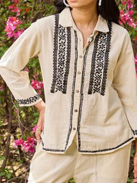 House of Chikankari Women Off White Cotton Chikankari Sulam Baju