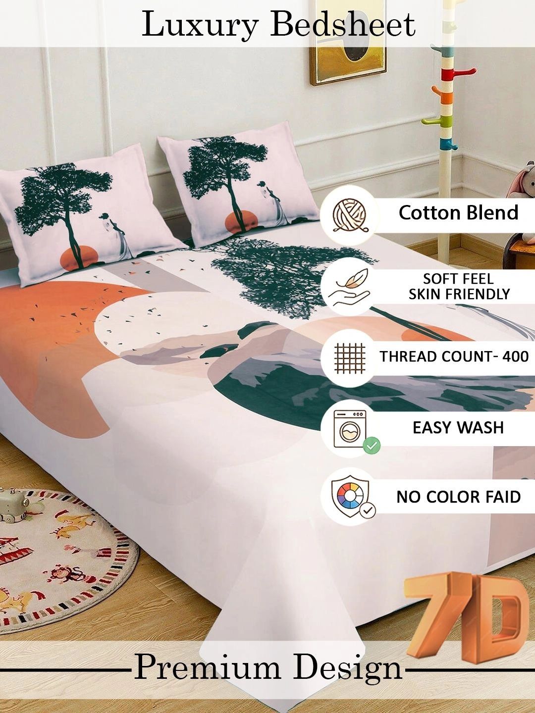 Myntra Elegant Homes Cream-Coloured 400 TC King Bedsheet with 2 Pillow Covers