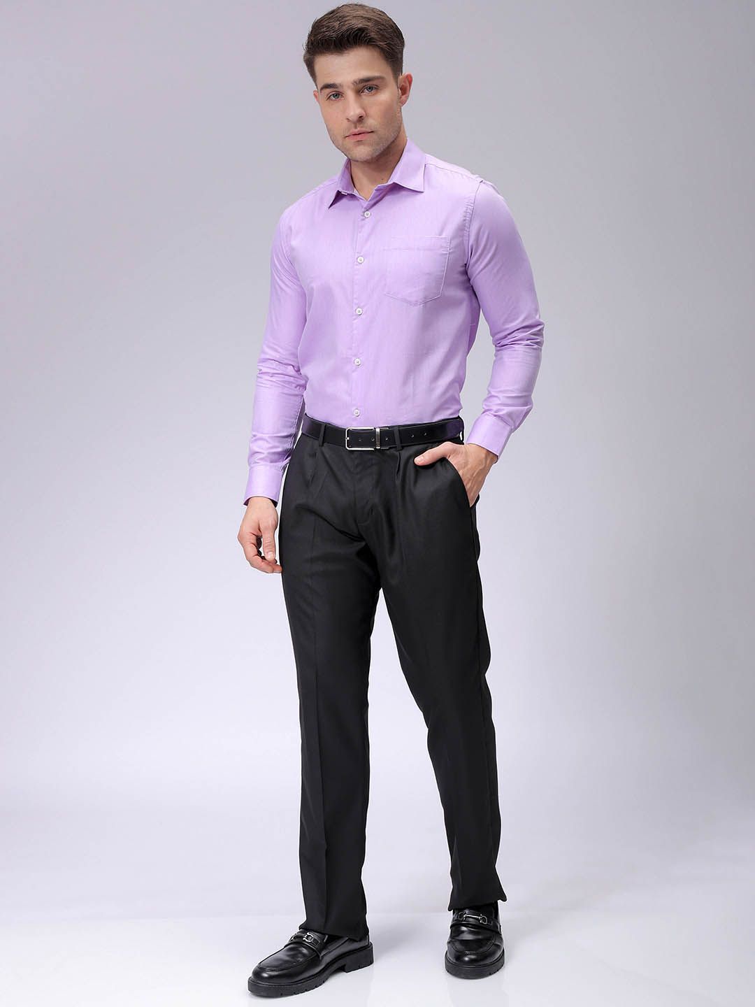 The Indian Garage Co. X Luxe Men Spread Collar Solid Cotton Slim Fit Formal Shirt