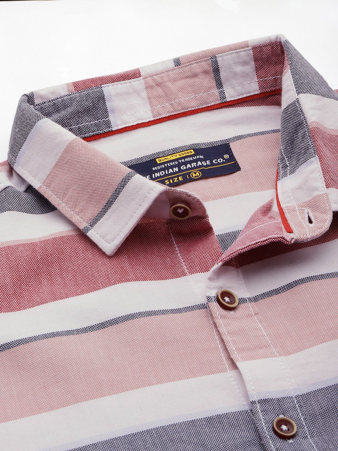 The Indian Garage Co Men Slim Fit Horizontal Striped Casual Shirt