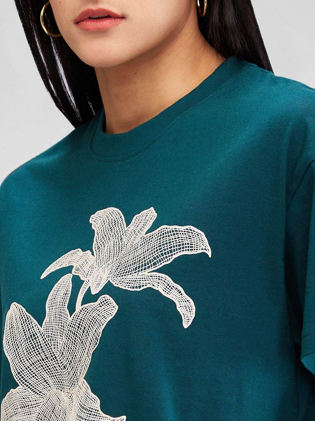 SPYKAR Women Floral Oversized T-shirt