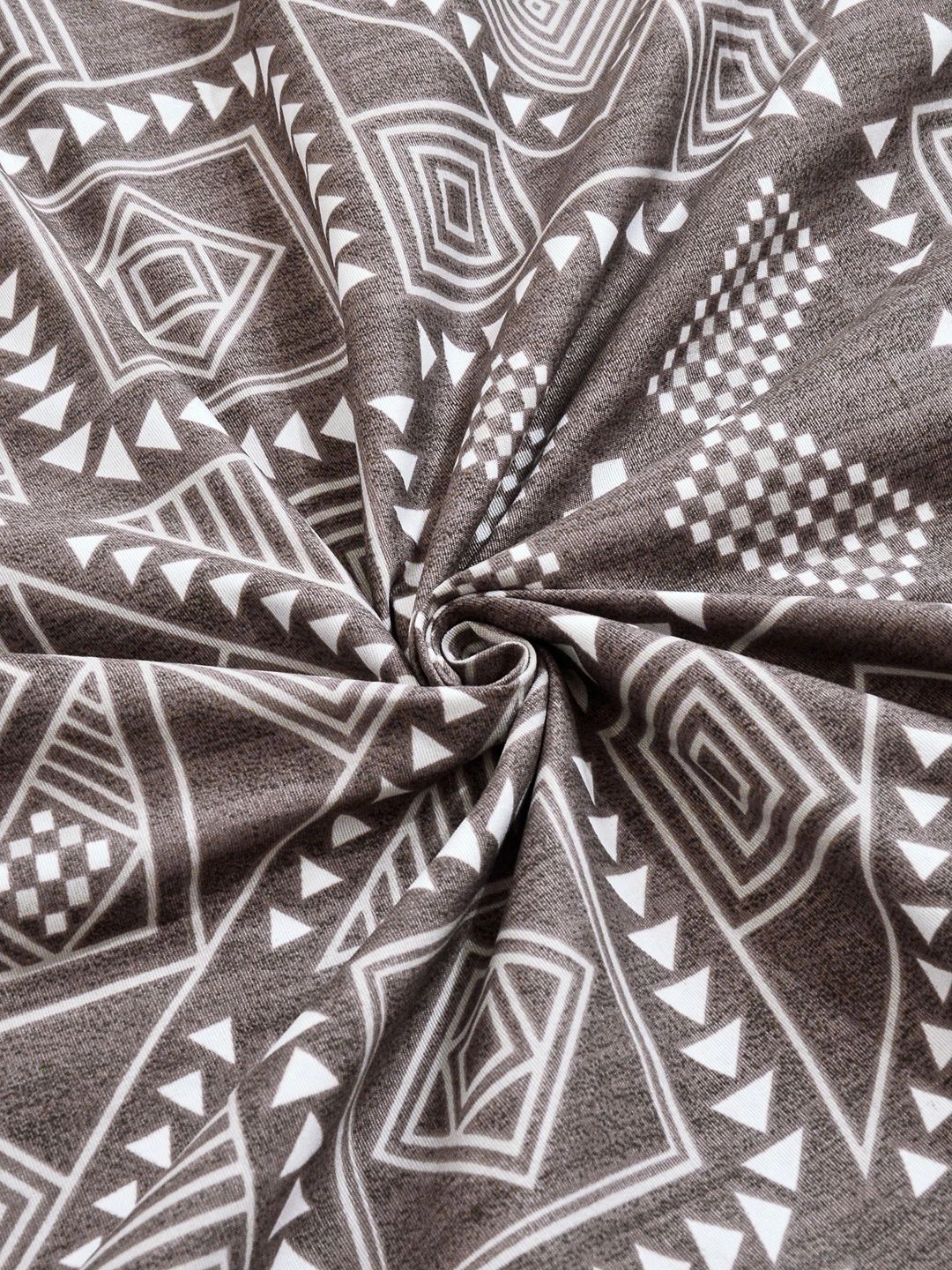 Myntra Elegant Homes Brown & Grey Geometric 300 TC King Bedsheet with 2 Pillow Covers