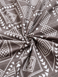 Myntra Elegant Homes Brown & Grey Geometric 300 TC King Bedsheet with 2 Pillow Covers