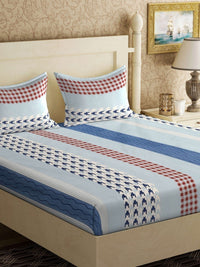 Myntra Elegant Homes Book Lipat Policotton Berjalur Kelabu 300 TC Cadar Tempat Tidur Halus King dengan 2 Sarung Bantal-98 x 89 inci