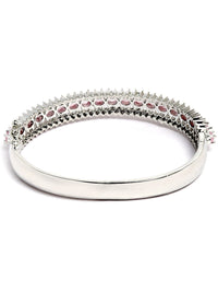KARATCART Silver-Plated & Pink American Diamond Studded Bangle