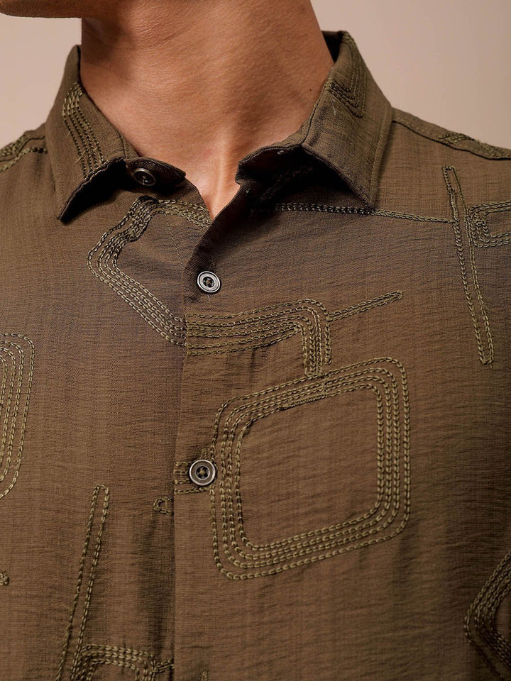 The Indian Garage Co Men Regular Fit Embroidery Resortwear Shirt
