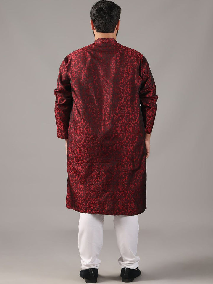 SOJANYA PLUS Size Geometric Woven Design Mandarin Collar Straight Kurta