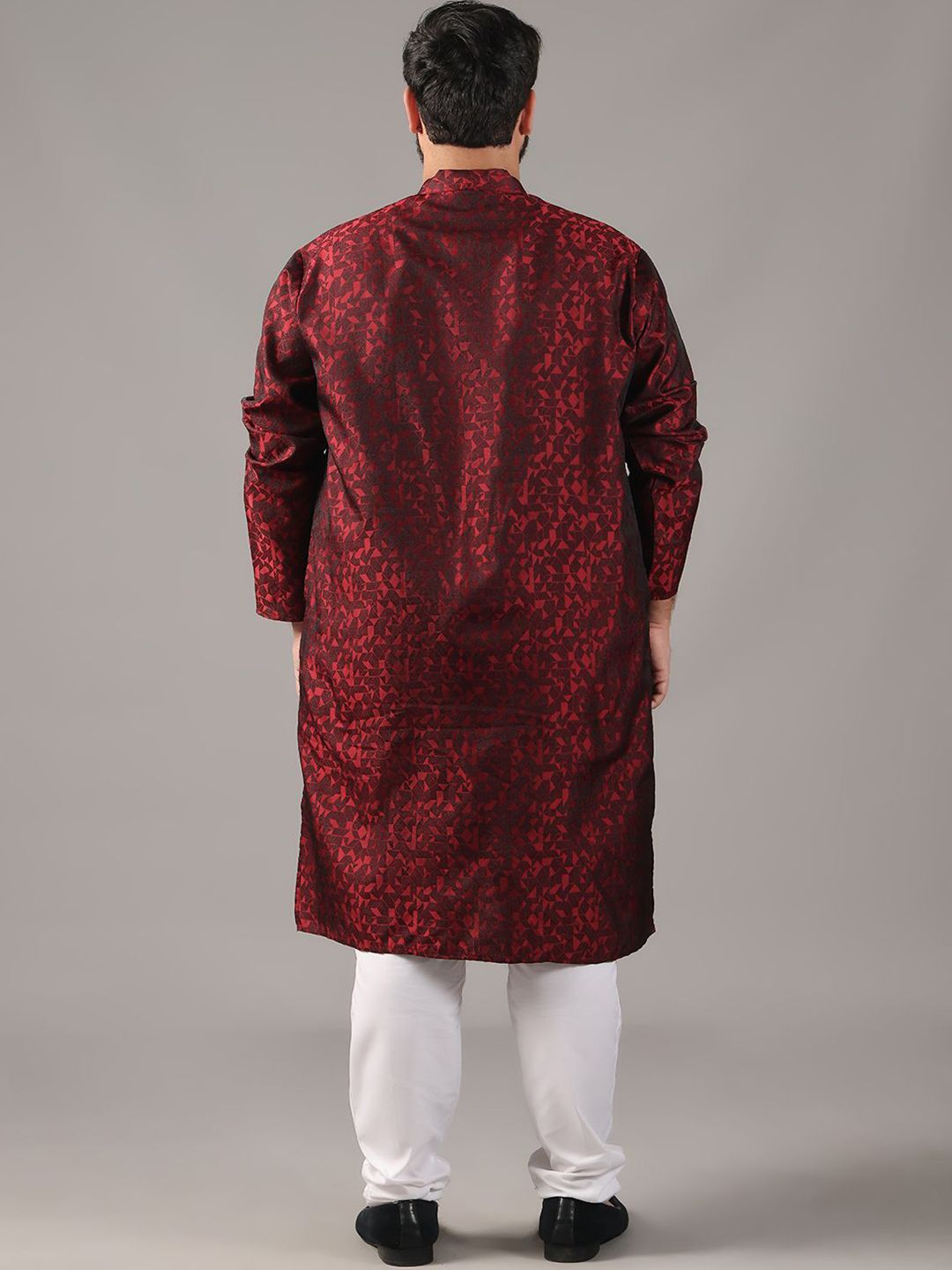 SOJANYA PLUS Size Geometric Woven Design Mandarin Collar Straight Kurta