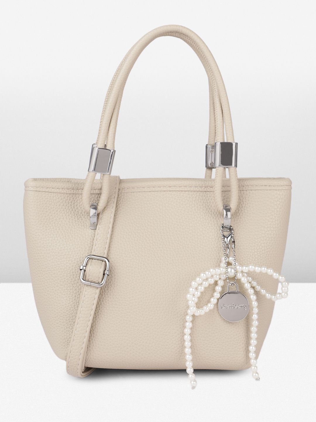 DressBerry Textured Structured Handheld Bag With Embellished