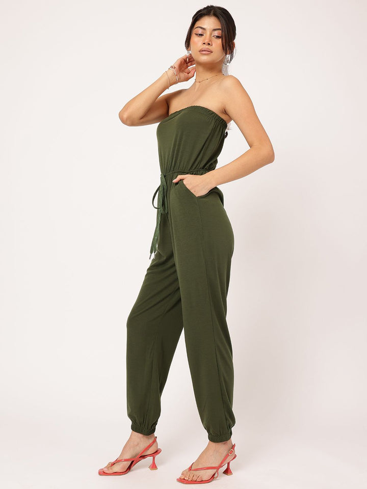 DressBerry Effortless Elegance Strapless Waist Tie-Up Bandeau Jumpsuit