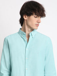 THE BEAR HOUSE Men Solid Slim Fit Button-Down Collar Pure Cotton Casual Shirt
