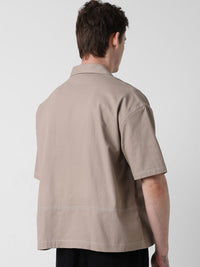 VASTRADO Men Classic Cuban Collar Solid Cotton Oversized Casual Shirt